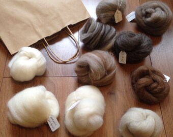 Sample Pack British Wool Roving Felting Handspinning Pin Felting Fibre Selection Pack