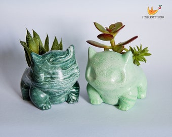 Made to Order ANY COLOUR UNIQUE Marbled Stone Look Bulbasaur Pokémon Planter / Succulent Planter / Jewelry Holder