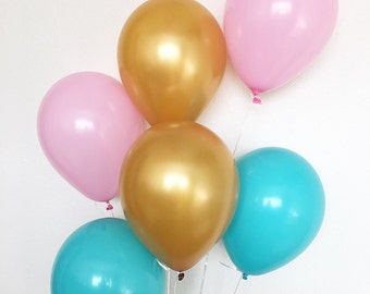 Blue Pink Gold Balloons Gender Reveal Balloons Gender Reveal Party Pink Blue Pink Balloons Blue Balloons Gold Balloons Flamingo Pool Party