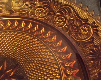 Indiana Glass Amber Sawtooth Serving Platter