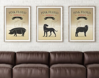 Pink Floyd Three (3) Poster Print Set Inspired by the album, "Animals: