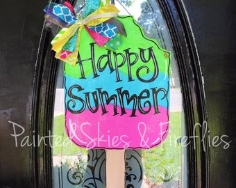 Summer Door Hanger / Popsicle Door Hanger / Wooden Door Hanger / happy summer / front door decor / outdoor decoration / summer decor / porch