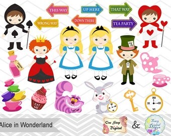 Digital Alice in Wonderland Clipart, Alice in Wonderland Digital Clip Art, Wonderland Clipart, Alice Clip Art, Instant Download, 0228