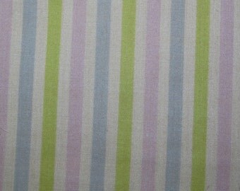 Candy Stripe Lilac/Lime / Blue - Polycotton Fabric Dress/Craft Fabric