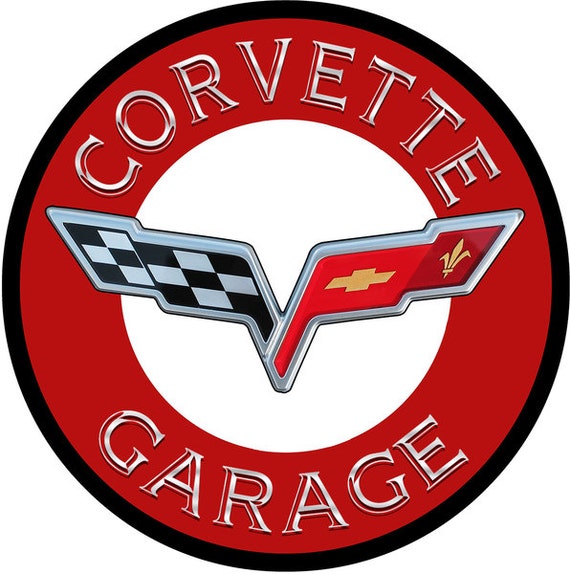 Corvette Garage Red 18 Inch Metal Advertising Sign Powder