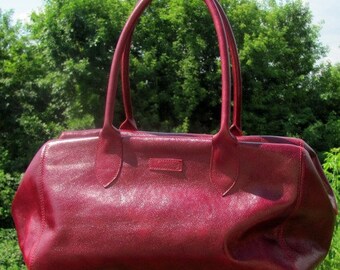 Leather tote bag large bag Travel duffel bag burgundy red color Daily bag Genuine leather Weekend bag Handmade Handbag Leather sports bag