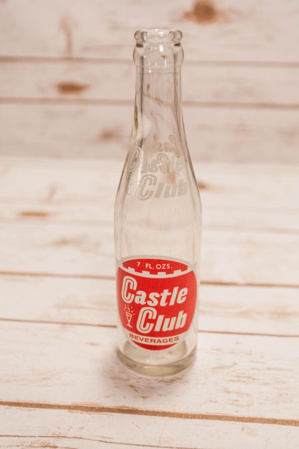 Vintage Castle Club Beverages 7oz Bottle ACL Glass Bottle Red White New ...