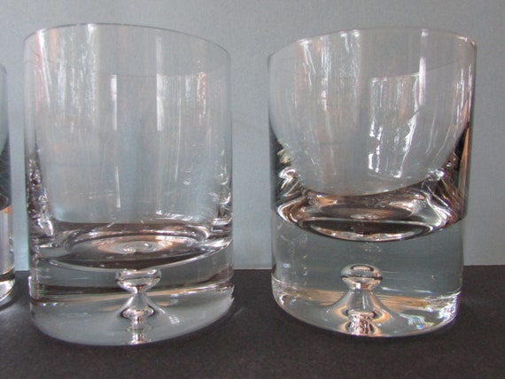 4 Krosno Crystal Bubble Tumbler Glasses/ Hand Blown Controlled