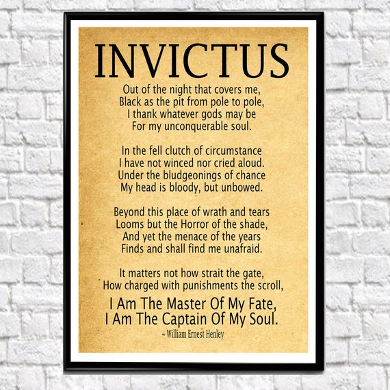 Invictus Poem Invictus Print Art Print by William Ernest