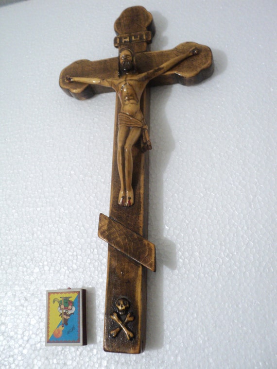 Ancient wooden cross. Crucifixion. Jesus.