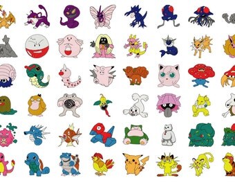 POKEMONS designs for embroidery machine, instant download