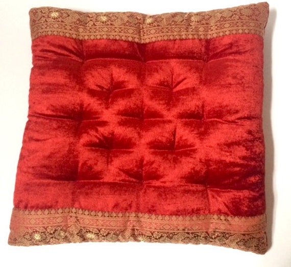 Red Chair Cushion Velvet Chair cushion chair pad by TaraDesignLA