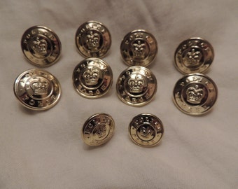 POLICE BUTTONS - Brass - Vintage - Set of Six (6) buttons - WATERBURY ...