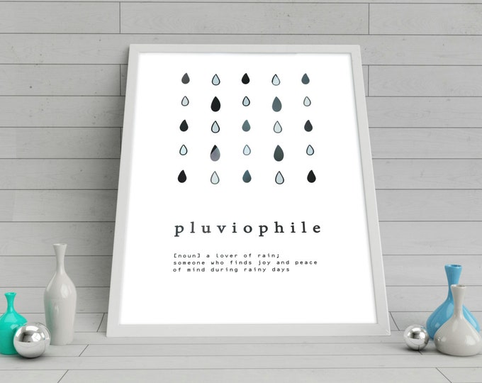Pluviophile Poster/ Rain Lover Digital Print / Quote A4/A3 Poster / Rain Lovers Poster / Rain Definition Poster/ Definition Wall Art