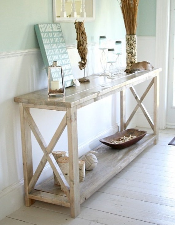 White console table wood rustic furniture by Paradiseoffurniture