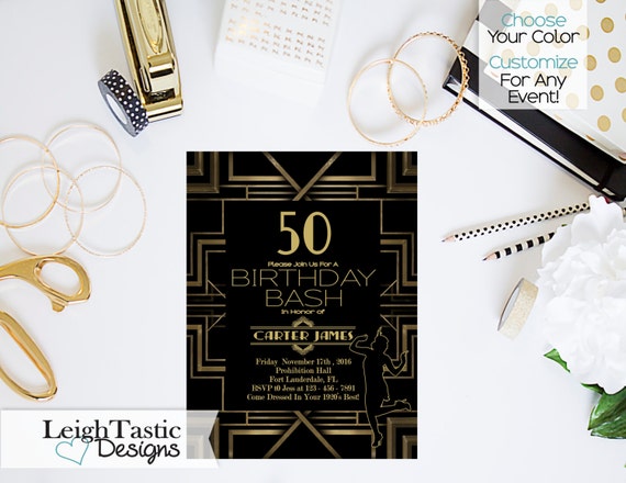 SALE Customize For Any Event ROARING 20'S INVITATION