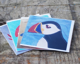 Set of four Greetings Cards Printed from Original Applique Designs