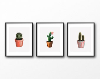 Cactus Wall Art cactus print set | etsy Cactus Wall Art cactus print set | etsy