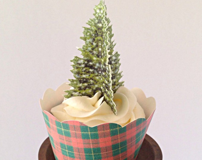3-D Triple-Sided Edible Wafer Paper Christmas Trees for Cakes, Cupcakes or Cookies