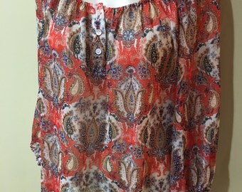 Vintage Paisley Peasant Top
