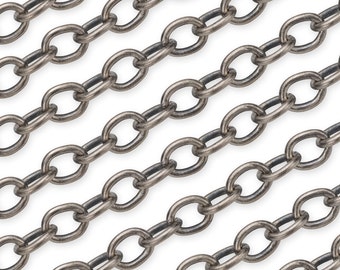 1 FT 1.9x2.3 mm Sterling Silver Oxidized Cable Chain (SS1617OXI) Price Per Foot
