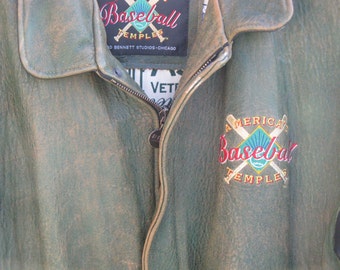 SALE!! American Temples Leather Baseball Jacket~~Men's Leather Jacket