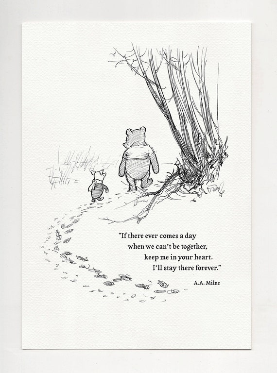 I'll stay there forever Pooh quote poster print based on