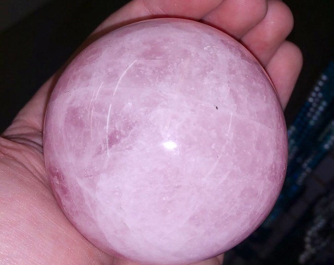 Rose Quartz Sphere from Madagascar- Rare Six Star 3 inch diameter- Home Decor \ Love \ Heart Chakra \ Gift for Her \ Crystal Ball \ Crystals