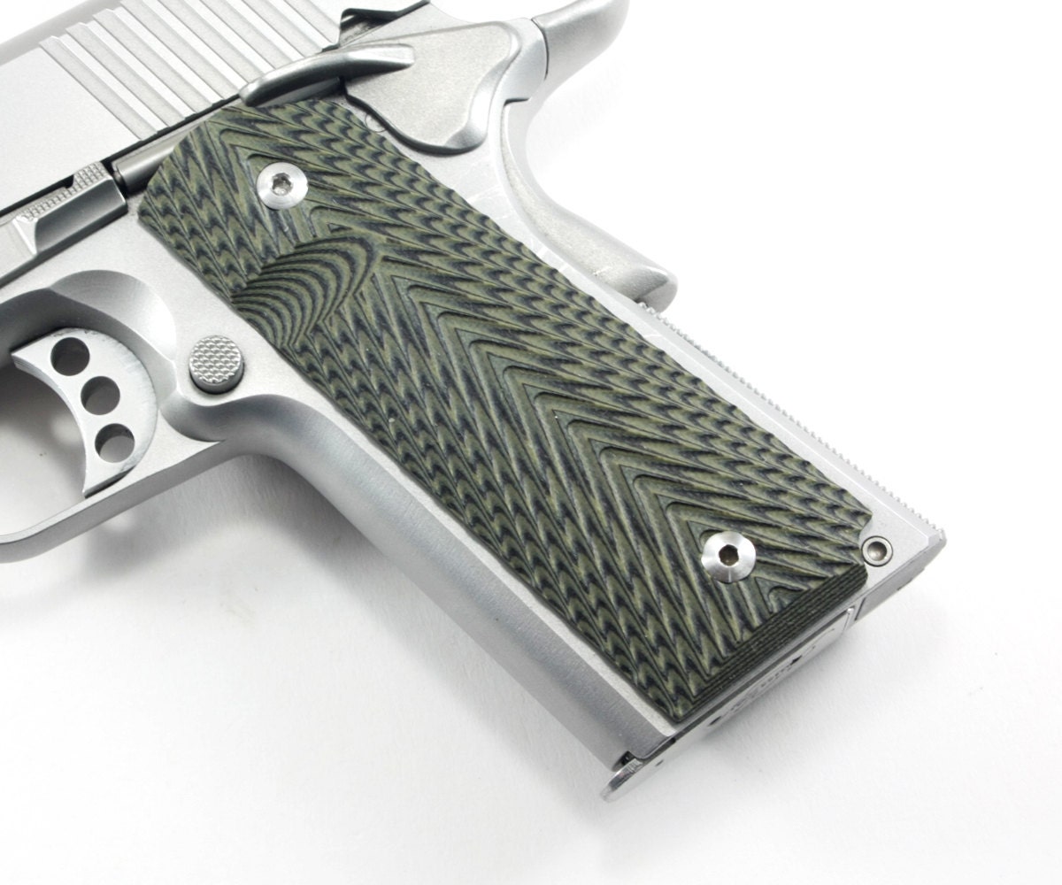 1911 Custom Made Pistol Grips OD Green/Black G10 Full Size
