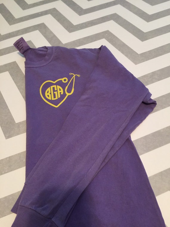 Monogrammed nurse shirt personalized nurse shirt by VinylByMegan