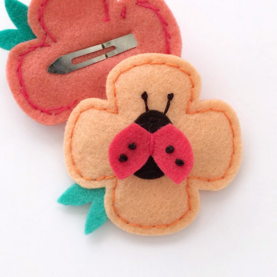 Felt Hair Clips for Toddlers Ladybug Felt Hair Clips for Baby