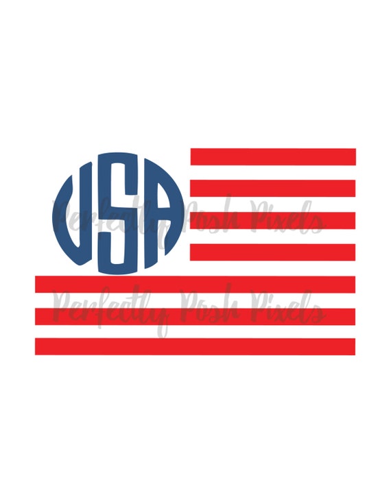 Svg Usa Monogram American Flag Circle Monogram Letters