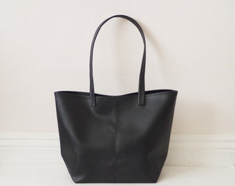Small soft leather tote handbag