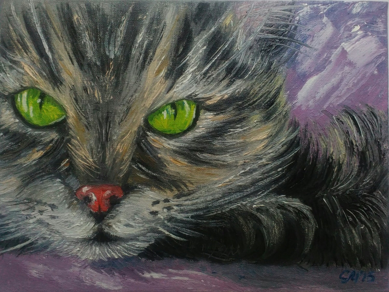 Pet portrait Cat painting Oil Painting cat miniature cat
