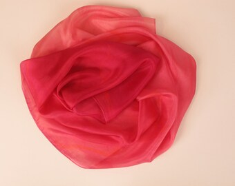 Hand painted silk scarf/ Pomegranate red scarf/ Silk painting by Dimo/ Long floral scarf/ Gift for her/ Women scarf/ Gift for mom,for granny