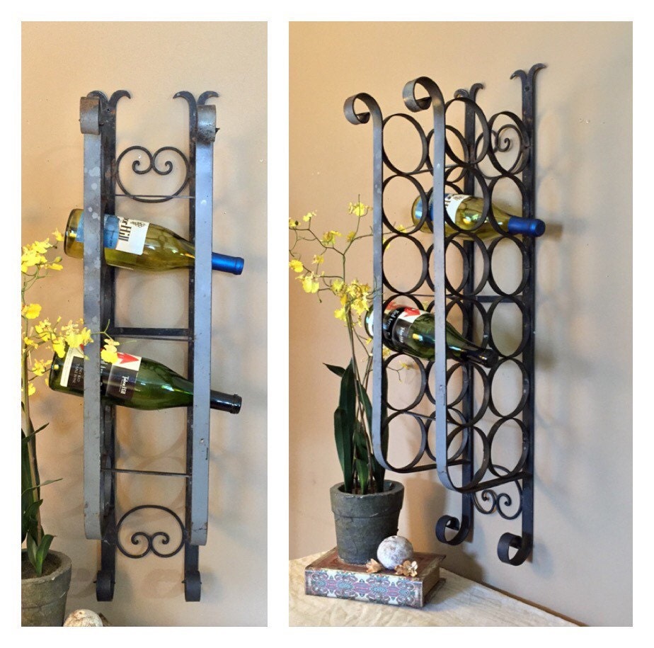 34 Tall Wrought Iron Wine Rack / Rustic Wine Rack / Wall