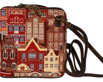 Tapestry Shoulder Bag Flemish House 18x18cm (7 X 7 inches)