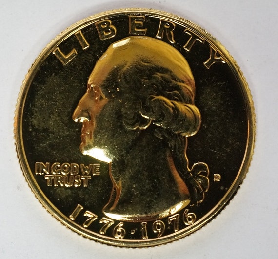 Bicentennial 24 K Gold Plated Quarter by Fastcoin on Etsy