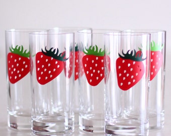 20 Strawberry stickers, DIY strawberry shortcake party cups, strawberry decals, strawberry birthday favors, removable wallpaper, fruit, food