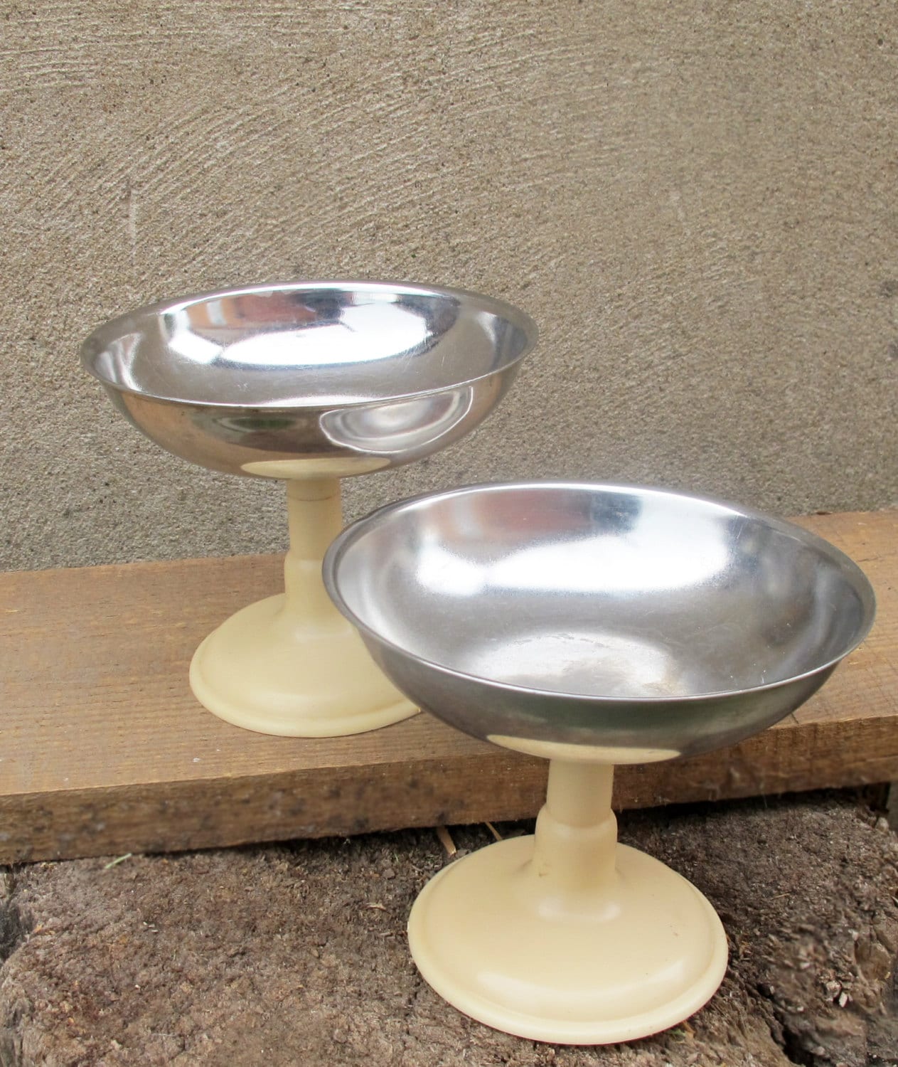 Vintage Stainless Steel Ice Cream Bowl Dessert Plate Camping