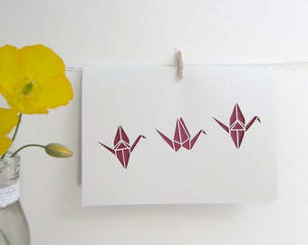 Hand-cut Origami Paper Crane Papercut Card