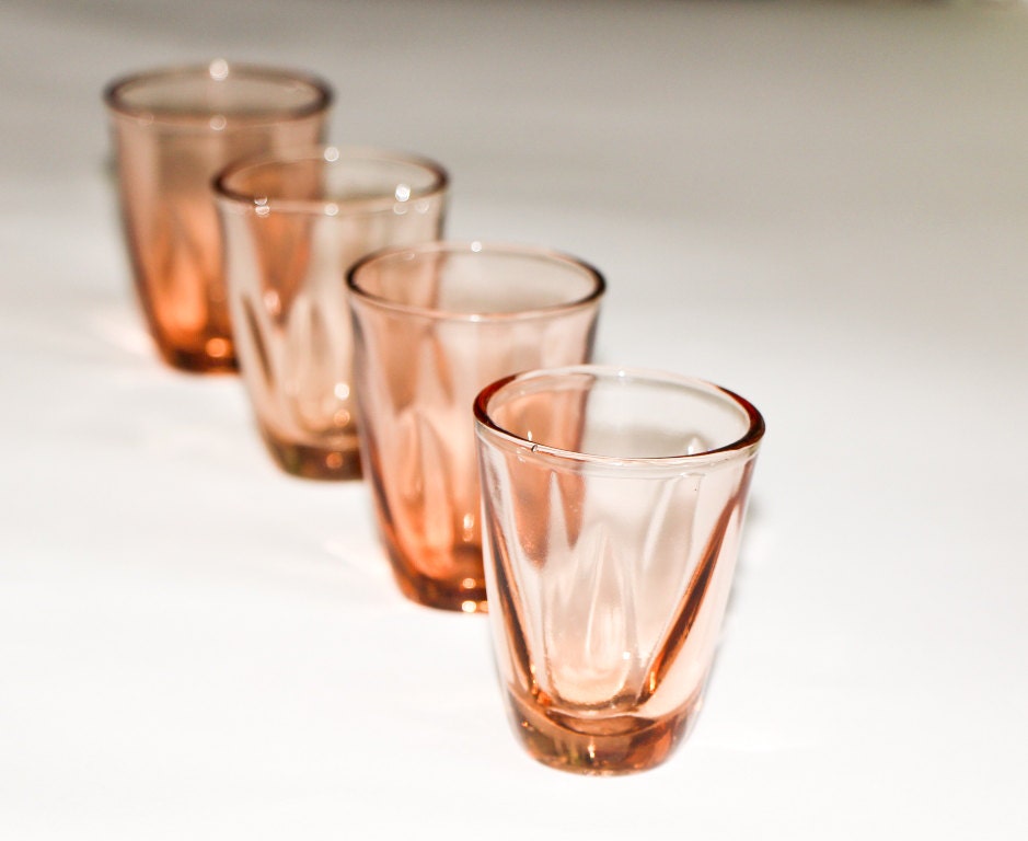 Set of 4 Soviet Vintage Vodka Glasses Russian Shot Glasses Nip