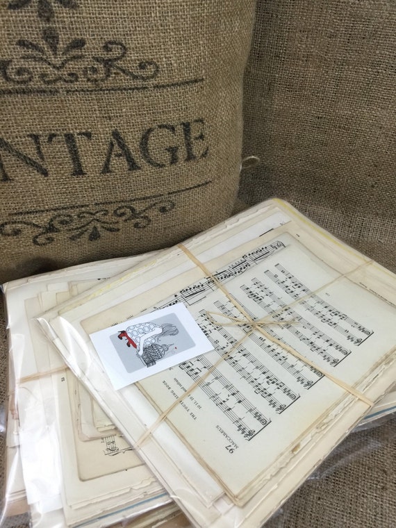 Vintage Music Papers // Vintage Craft Papers // Vintage Book Pages // Music sheets // Vintage Paper Packs // Music Note Paper // Craft Pack
