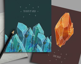Quartz Crystal Greeting/Birthday Cards x2 INSTANT DOWNLOAD