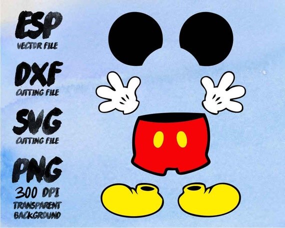 Mickey Mouse body parts Clipart SVG Cutting ESP Vectors