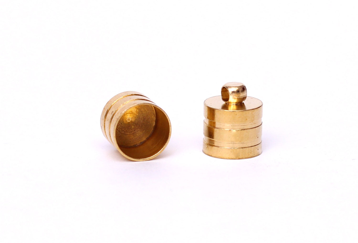9mm Raw Brass End Caps, 10 pcs End Caps for Rope Cords, Jewelry