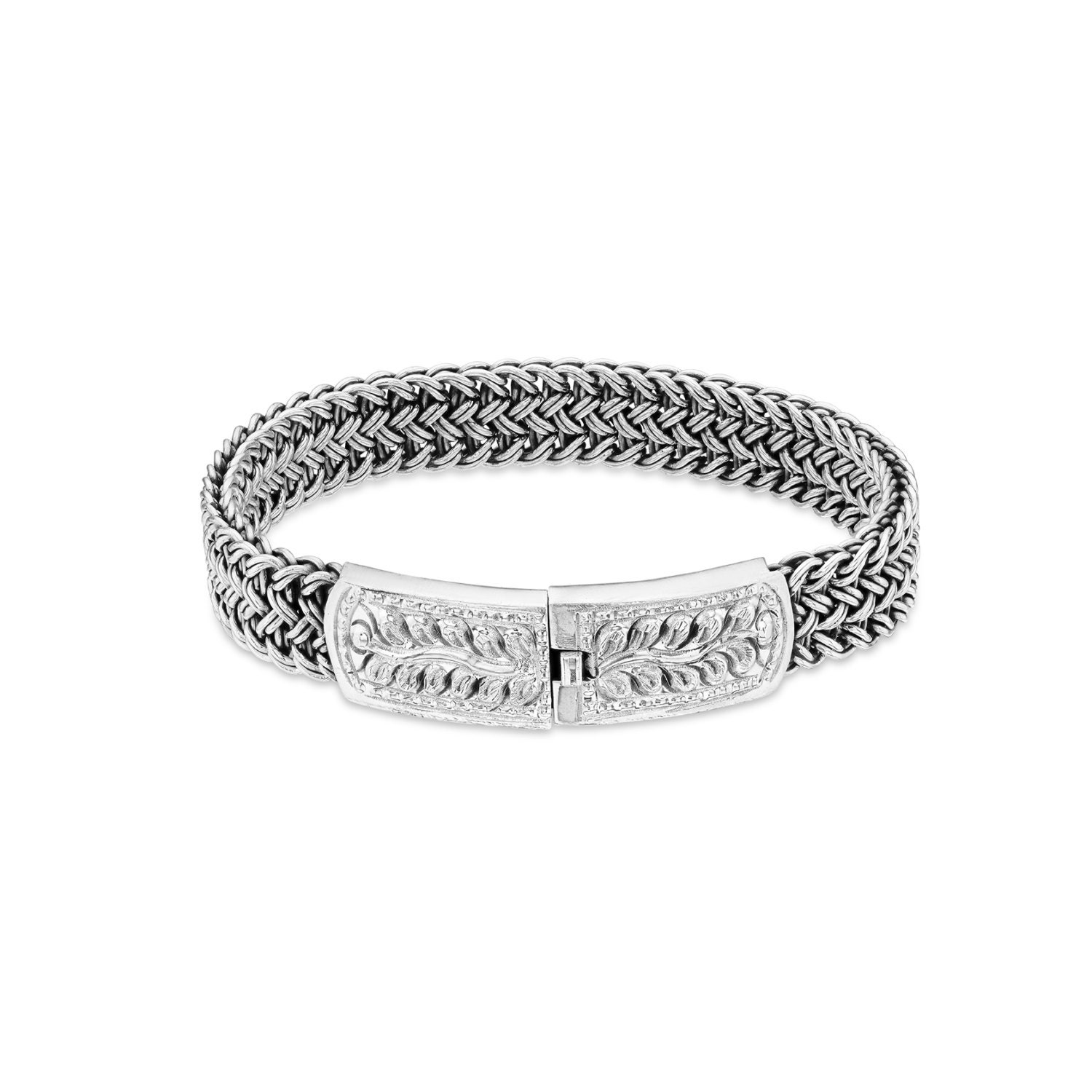 925 Sterling Silver Men Bracelet Braided Rope by BellettoJewelry