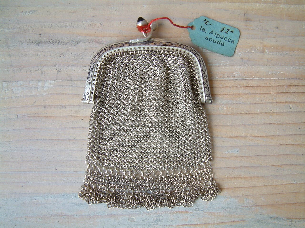 Vintage french chain mail coin purse. Alpaca