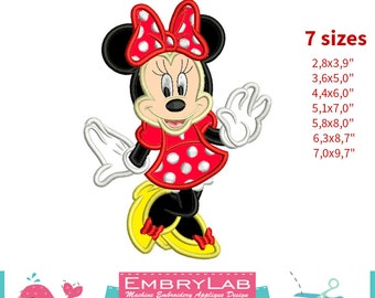 Applique Minnie Mouse. 2 Versions. Machine Embroidery Applique Design. Instant Digital Download (16250)