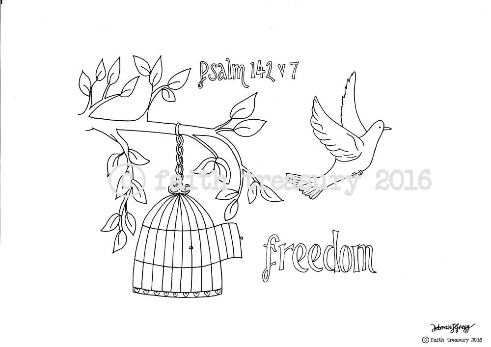 Freedom Bible Art Colouring Traceable